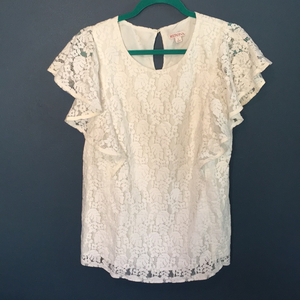 Lace Merona Top / Large/ Ivory